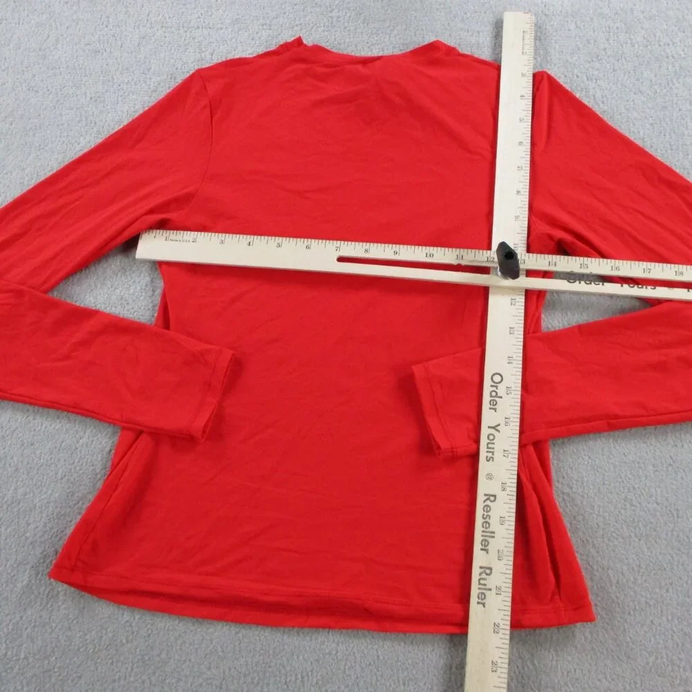 SKIMS Fits Everybody Long Sleeve T Shirt Womens Medium Cherry Red Stretch NWT - Picture 6 of 9